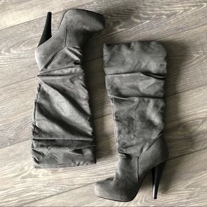 Grey Faux Suede Boots